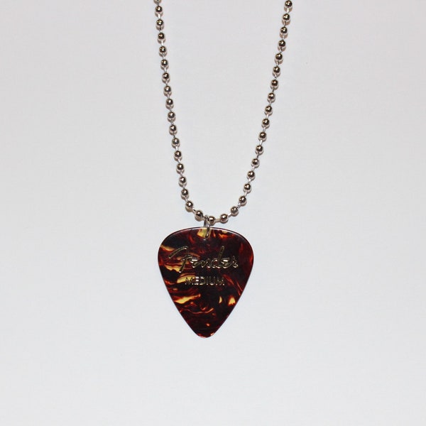 Fender tortoise shell guitar pick necklace