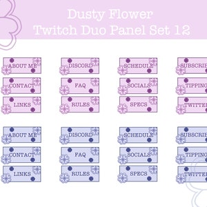 Blue & Pink Floral Twitch Duo Set| 24 Panels| Dusty Flower Cute| Downloadable