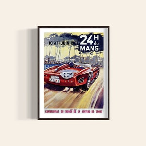 Vintage 24 Stunden Le Man Poster, Le Man Werbung Flyer Kunst, PoSports Car Racing Championship Art, Motorsports Wanddeko