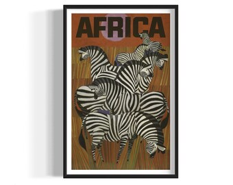 額入りシマウマポスター：大胆なアフリカの野生動物アート、ボヘミアン
