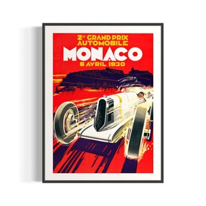 Monaco Grand Prix Wall Hanging | Auto Racing Advertising Print Poster | Vintage Car Racing Poster Wall Decor | Master Art Print Wall Art