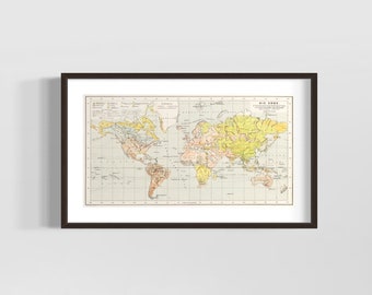 Mapa świata na płótnie, 1896 Vintage Map, Mapa Mercatora Kontynentów Świata, Mapa Atlasu Świata Geografii, Polityczna Mapa Globusa Ścienna,