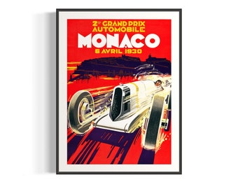 Monaco Grand Prix Wall Hanging | Auto Racing Advertising Print Poster | Vintage Car Racing Poster Wall Decor | Master Art Print Wall Art