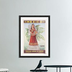 Vintage Poster Wall Hanging Mexico Tehuantepec  | Vintage Print Wall Art Decor | Vintage Mexican Travel Print | Wall Art Hanging