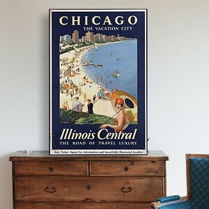 Chicago Travel Poster Wall Hanging | Chicago Canvas Art Poster and Wall Art Picture | Wall Decor Travel Poster | Vintage Travel Poster