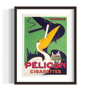 Pelican Cigarettes Advertising Poster, Pelican Smoking Ad Wall Art, Yray Charles Virginia Wall Decor, Vintage Cigarette Ad Poster, Bar Wall