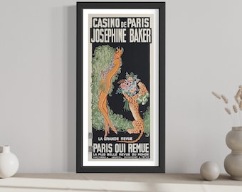 Casino de Paris presenteert Josephine Baker, Vintage Poster 1930, Vintage Poster, Theater Art, Show Girl, Parijs Appartement, Slaapkamer Decor