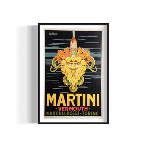 Original Vintage Italian Poster Advertising Martini Vermouth by Pan Marco