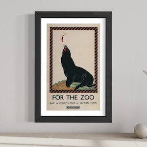 London Underground  Zoo Poster, Vintage Aesthetic, Zoo Art, Animal Lover Gift, Kids Room Wall Art, Old Advertisement Print