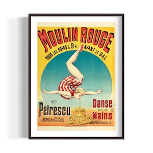 Gerahmte Moulin Rouge Wandkunst, Moulin Rouge Musical Theater Poster, Paris Red Mill Dance Mit Händen Kunst, Altes Frankreich Werbedekor