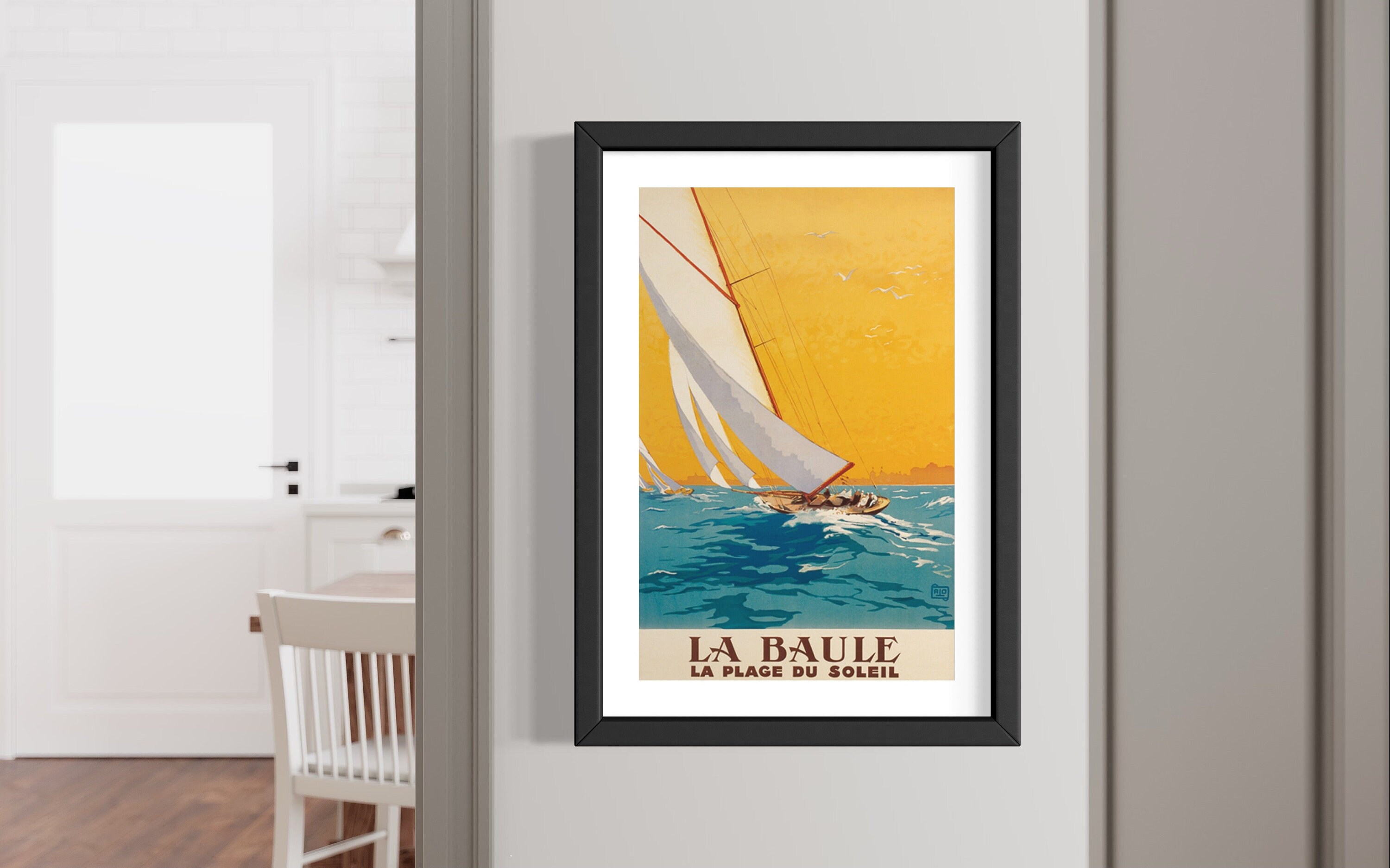 La Baule Plage Du Soleil Vintage Travel Poster Repro - Sailboat Beach Scene, Charles-Jean Hallo