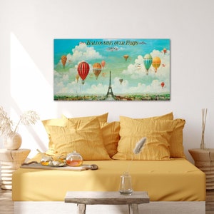 Hot Air Balloon Print, Paris Wall Art, Wall Art Balloons for Nursery, Romantic Wall Art, Travel Wall Art, Paris Poster