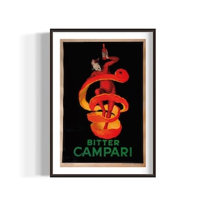 Campari Bar Poster, Campari Bitter Liquor Old Advertisement Art, Retro Vintage Poster,  Home Bar Drinks Wall Decor, Leonetto Cappiello