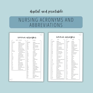 Common Medical Abbreviations and Acronyms for Nurses | Digital Download PDF