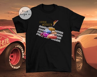 Camicia estetica McQueen, T-shirt Cars Movie, McQueen e Sally, T-shirt McQueen retrò, T-shirt Cars Cartoon, Camicie unisex per coppia, Regalo auto d'epoca