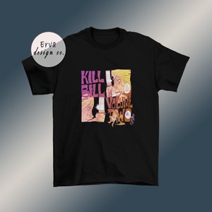 Kill Bill Movie Unisex Shirt, Retro Quentin Tarantino Memorabilia, Graphic Movie Poster T-Shirt, Japanese Film Poster Text Oversized Tee