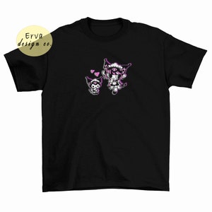 Custom Hello Kitty Cartoon Shirt,Hello Kitty Kuromi Print T-shirt, Funny Hello Kitty T-shirt, Disneyland Shirt, Marvel Shirts, Cute Cat