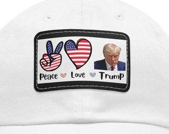 Peace Love Trump-hoed met leren patch (rechthoek)