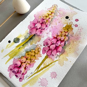 Spring flowers watercolor original | Hyacinth art | unique floral wall art | hand-painted 19 x 28 cm | botanical gift in pink
