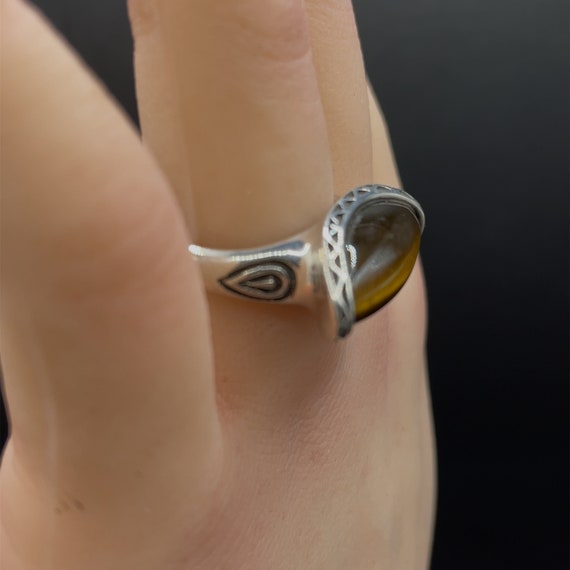 Sterling Silver and tiger's Eye Fashion Ring - Si… - image 3