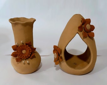 Oaxaca barro bordado vase y incienso vase