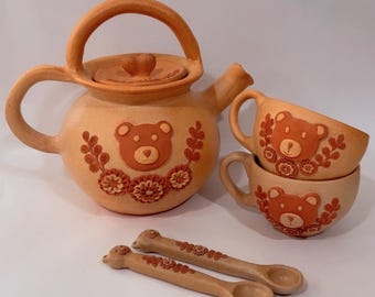 teaddy bear tea pot/ sold separately teaddy bear tea pot teddy bear mugs artesanias oaxaca mugs osito tazas