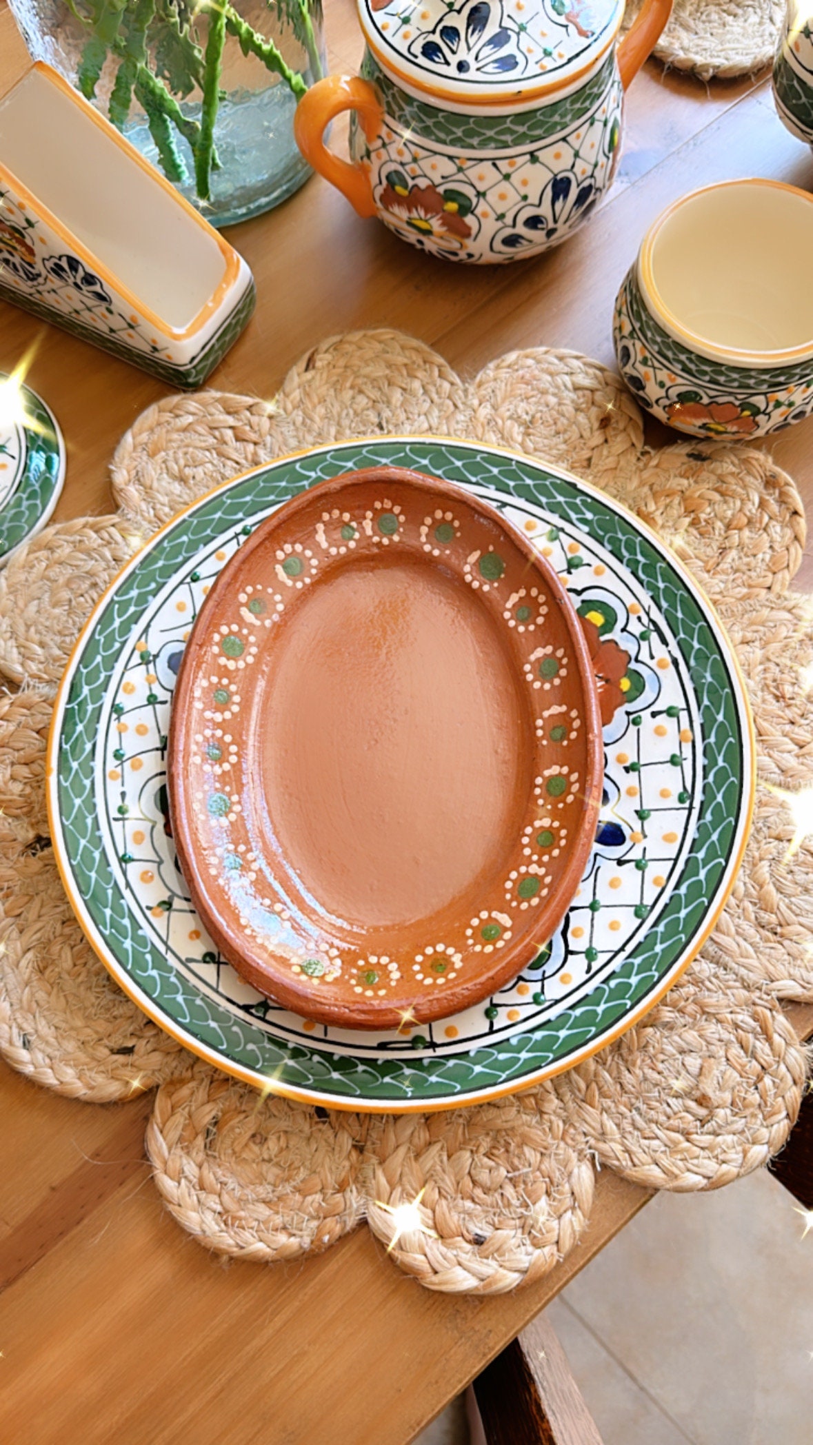 Luksyol Terracotta Oval Oven Tray Set - Handmade Clay Pots for Cooking,  Mexican Indian Dishes, and More! Glazed Cookware with Handles, Pan, and Lid  