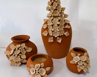 Vases de barro de filigrana handmade in oaxaca