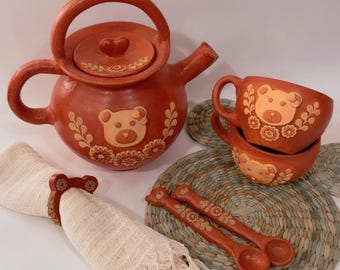 teaddy bear tea pot/ sold separately teaddy bear tea pot teddy bear mugs artesanias oaxaca mugs osito tazas