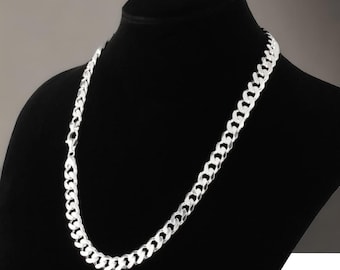 9.2 mm Curb chains Necklace, 999 pure solid silver, chains silver necklace, Mens gifts.