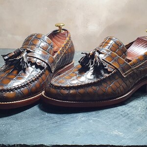 Bespoke Men's Handmade Brown Color Genuine Leather Stylish Moccasin Slip On Loafer Shoes, Party Shoes, Casual Men Custom Shoes