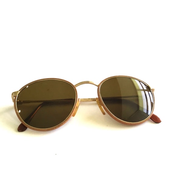 VALENTINO Vintage Sunglasses Rare Gold Round Tortoise Brown 