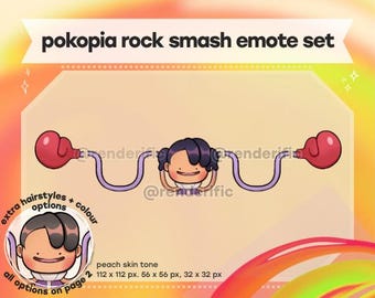 Pokopia Pokemon Ditto Player Rock Smash Joined Emote (Peach) , Emotes, Emotes for Discord, Twitch and YouTube