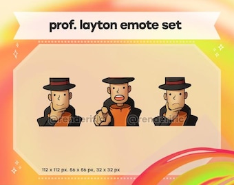 Professor Layton Thinking Emotes, Curious Village, Pandora's Box, Unwound Future Emotes for Discord, Twitch and YouTube