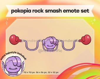 Pokopia Pokemon Ditto Player Rock Smash Joined Emote (Purple) , Emotes, Emotes for Discord, Twitch and YouTube