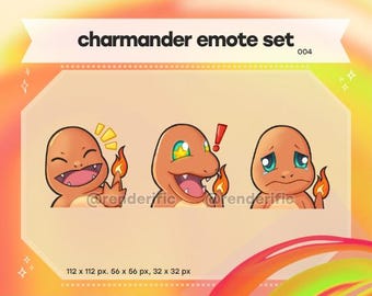 Charmander 004 Pokemon Emote Set Icons, Emotes for Discord, Twitch and YouTube