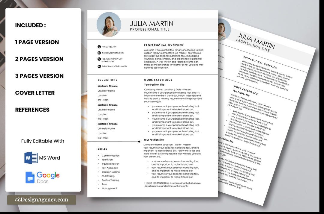2026 Clean Minimal Resume Template | Professional CV for Word | Modern ...