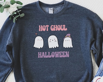 Hot Ghoul Halloween Ghost Crewneck Sweatshirt, Halloween Shirt, Funny Ghost Sweatshirt, Gift For Her, Ghost Shirt