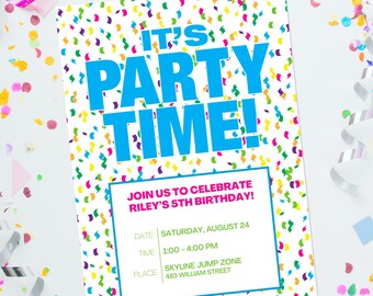 Confetti Birthday Invitation; Fun, Colorful Invitation Template