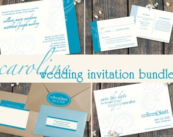 Caroline Wedding Stationery Collection, Invitation Package