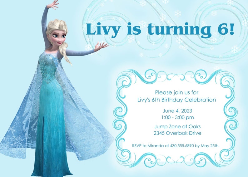 Frozen Birthday Party Invitation Template, Editable Elsa Invitation Etsy