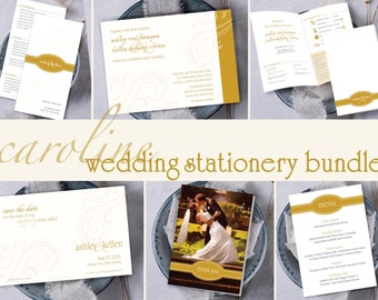 Caroline Wedding Collection Bundle; Complete Wedding Stationery Set