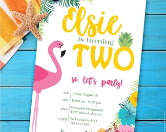 Luau Birthday Invitation, Tropical Party Template