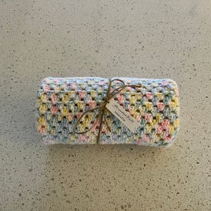 Handmade Baby Blanket, Crochet Baby Blanket, Baby Girl Shower Gift, Baby Girl Blanket, Crochet Granny Square, Multi-Color Baby Blanket