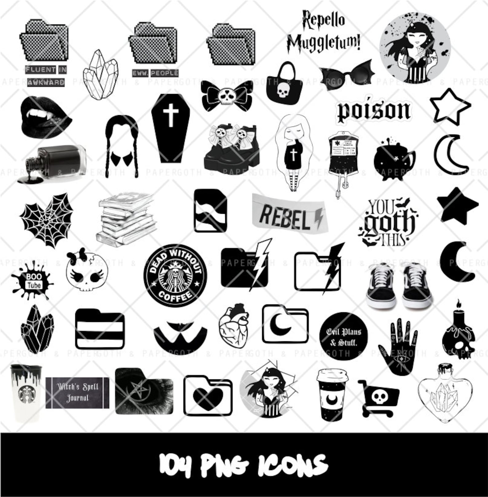 Goth Witchy Icon Set for Ios and Android With Wallpapers and Images for ...