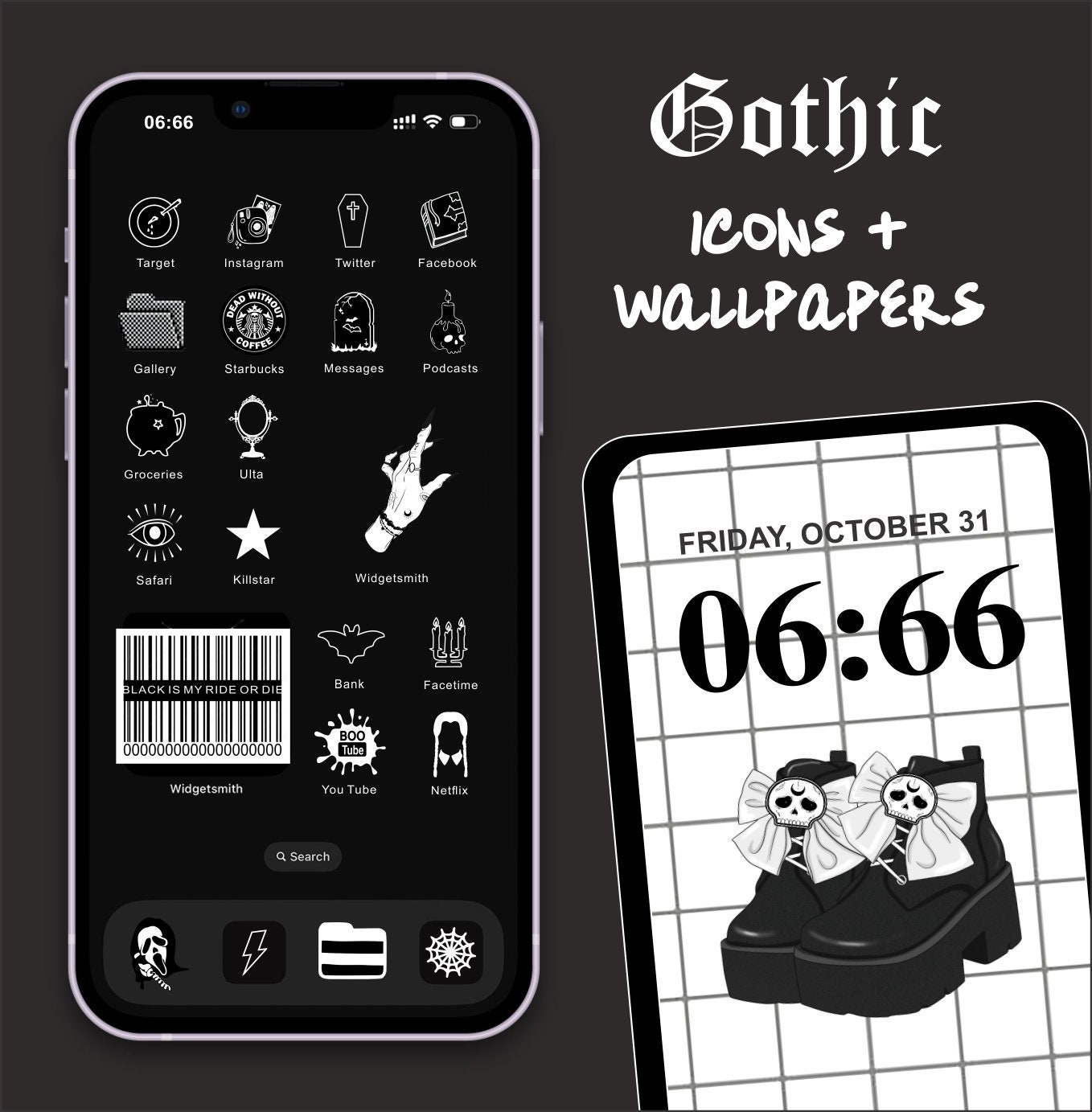 Goth Android Goth Witchy Icon Set for Ios and Android With Wallpapers and Images for ...