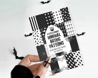 SALE! Gothic Black and White Pattern Glue Book Scrapbook Journal Papers | Glossy Cover and Glossy Double-Sided Pages | Pocket 4x6 Size
