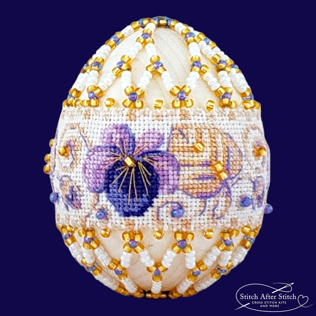 RIOLIS Easter Egg Beaded Cross Stitch Kit Violets Etsy