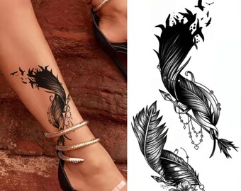 Feathers Temporary Tattoo Arm Shoulder Neck Waist Ankle Tattoo