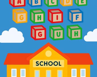 Cube Font SVG: Kids Alphabet, Layered Cricut Files (Digital Files, PNG, Vector)